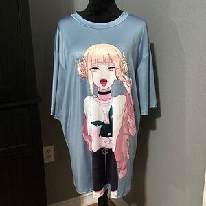 Anime Graphic T-Shirt XL Fan Art Oversized Kawaii Girl Pastel Top Y2K Streetwear